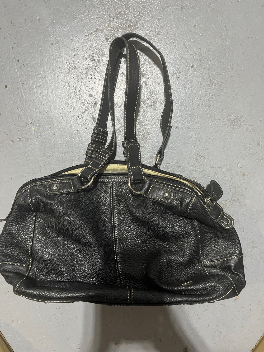 The Sak Black Leather Shoulder Bag with Double Straps